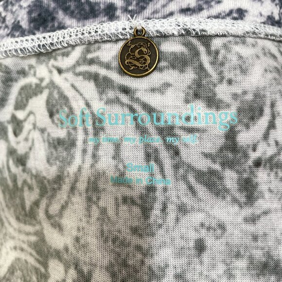 Soft Surroundings Maxi Dress SMALL Jersey Paisley Stretch Long Sleeve‎ Gray Boho - Picture 6 of 7